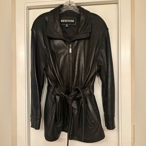 Kenneth Cole Reaction belted leather jacket